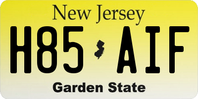 NJ license plate H85AIF