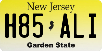 NJ license plate H85ALI