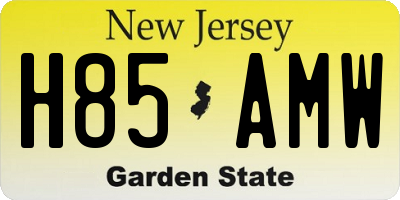 NJ license plate H85AMW