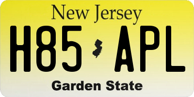 NJ license plate H85APL