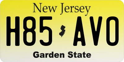 NJ license plate H85AVO