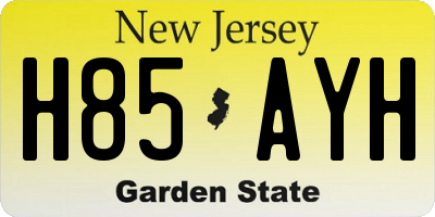 NJ license plate H85AYH