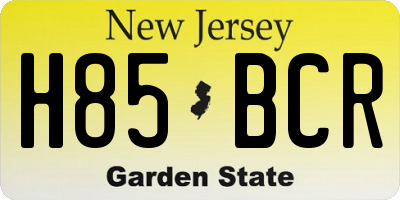 NJ license plate H85BCR