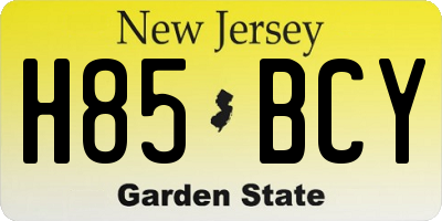 NJ license plate H85BCY
