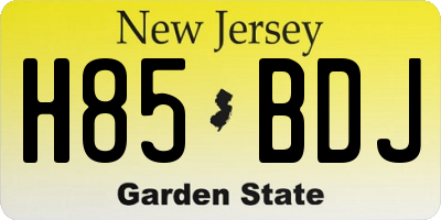 NJ license plate H85BDJ