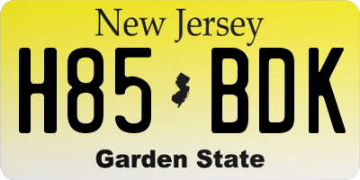 NJ license plate H85BDK