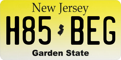 NJ license plate H85BEG