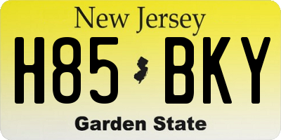 NJ license plate H85BKY