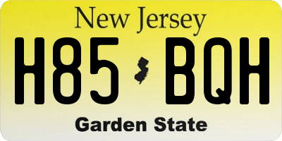 NJ license plate H85BQH