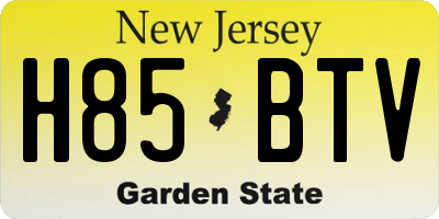 NJ license plate H85BTV