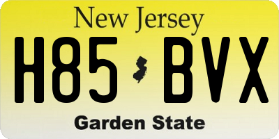 NJ license plate H85BVX