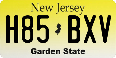 NJ license plate H85BXV