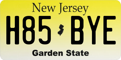 NJ license plate H85BYE