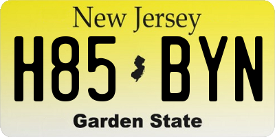 NJ license plate H85BYN