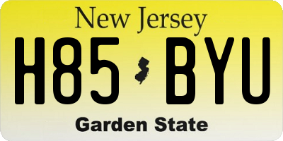 NJ license plate H85BYU
