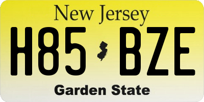 NJ license plate H85BZE