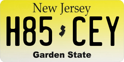 NJ license plate H85CEY