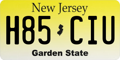 NJ license plate H85CIU