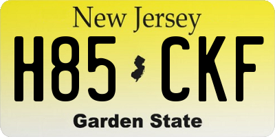 NJ license plate H85CKF