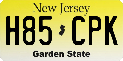 NJ license plate H85CPK