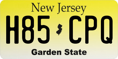 NJ license plate H85CPQ