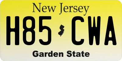 NJ license plate H85CWA