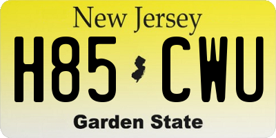 NJ license plate H85CWU