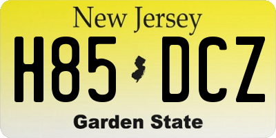 NJ license plate H85DCZ