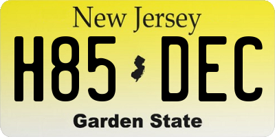 NJ license plate H85DEC