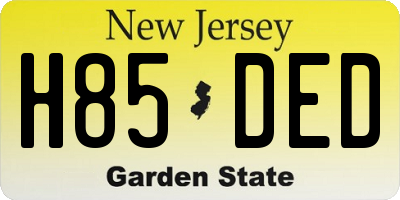 NJ license plate H85DED