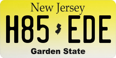 NJ license plate H85EDE