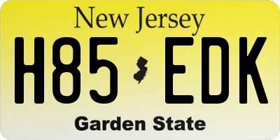 NJ license plate H85EDK