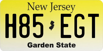 NJ license plate H85EGT