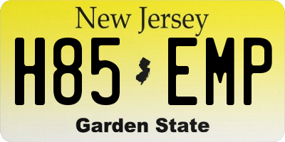 NJ license plate H85EMP