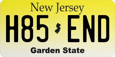 NJ license plate H85END