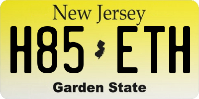 NJ license plate H85ETH
