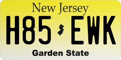 NJ license plate H85EWK
