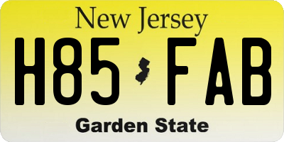 NJ license plate H85FAB