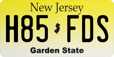 NJ license plate H85FDS