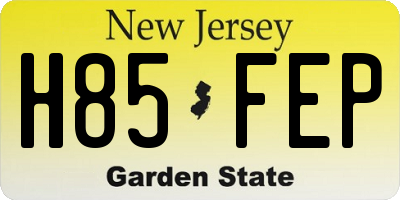 NJ license plate H85FEP