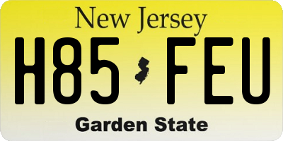 NJ license plate H85FEU