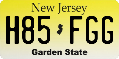 NJ license plate H85FGG