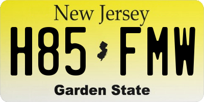 NJ license plate H85FMW