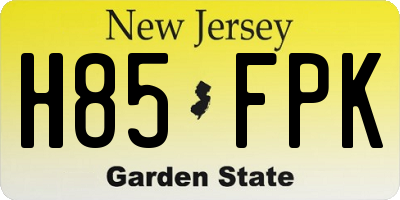 NJ license plate H85FPK