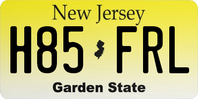 NJ license plate H85FRL