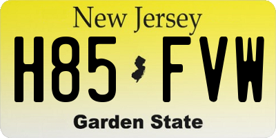 NJ license plate H85FVW