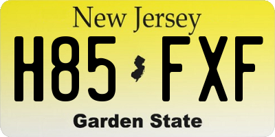 NJ license plate H85FXF
