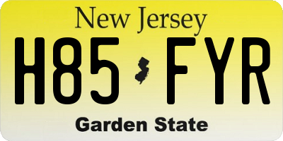 NJ license plate H85FYR