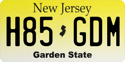 NJ license plate H85GDM