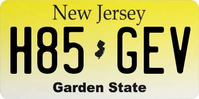 NJ license plate H85GEV